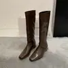 Botas largas de estilo retro para mujer, nueva colección otoño/invierno 2026, moda versátil, estilo europeo y americano, botas de tacón de cuña, no hasta la rodilla, botas de montar