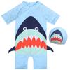 Traje de Baño Nuevo para Niños 2025 Niños Bebé Dibujos Animados Transpirable Niños Manga Corta Protector Solar Traje de Baño Entero Gorro de Natación