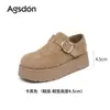 Mules Aogushi Deng de Solado Grosso e Cobertura Total Femininas 2026 Outono Novo Retro Slip-on de Solado Macio Confortáveis Sapatos de Uma Sola