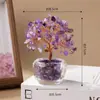 Enfeites de Árvore da Fortuna de Cristal Natural para Atrair Riqueza, Árvore de Citrino, Árvore da Vida, Base de Cornucópia de Vidro, Enfeites para Carro