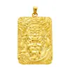 Pingente Masculino Vietnamita Banhado a Ouro de Guan Gong com Colar de Mantra de Seis Palavras Joias