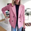 Amazon 2025 Nueva Llegada de Primavera Comercio Exterior Transfronterizo Europeo y Americano Moda Femenina Temperamento Elegante Patchwork Tejido de Lana Abrigo de Lana Marrón