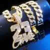 Hip-Hop Europeo y Americano Colgante de Letra Completa con Diamantes 23 Cadena Cubana Aleación Incrustada de Diamantes Collar de Rap Joyería de Moda Venta al por Mayor Transfronteriza