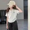 Camisa Polo Manga Curta para Meninas 2026 Roupa de Verão para Crianças Maiores Top Curto de Renda Slim Fit Camiseta Casual Manga Meia