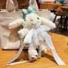 Chaveiro Original de Pelúcia Vestido de Princesa Coelho de Orelha Longa Boneca Coelho Fofa Pingente para Bolsa de Menina Pequeno Presente