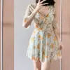 Nuevo Traje de Baño de una Pieza Tallas Grandes para Mujeres, Niñas Tallas Grandes, Vacaciones en Aguas Termales, MM Tallas Grandes, Conservador, Cubre el Cuerpo, Traje de Baño Estilo Coreano al por Mayor