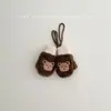 Guantes de bebé coreanos para invierno, unisex, con correa para el cuello, lindo oso de peluche, guantes engrosados y cálidos para otoño e invierno