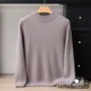 Cashmere com toque de bebê ~ Suéter de cashmere 100% puro, espessado de dupla camada, para homens, gola alta discreta, pulôver casual de negócios
