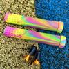 Cubierta de manillar de bicicleta ultraligera extendida de color mixto, goma rayada antideslizante, empuñadura suave, accesorios para ciclismo, puño para bicicleta de montaña