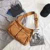 Bolsa de ombro feminina estilo workwear retrô bolsa transversal bolsa de lona grande capacidade bolsa literária e casual bolsa feminina