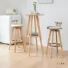 Mesa de Bar Doméstica Mesa Redonda Pequena Cadeira Simples para Varanda Café Banqueta Alta Combinação Pernas de Madeira Maciça Nórdico Loja de Chá com Leite