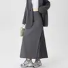 Falda Traje Patchwork Plisada Ajustada para Mujer en Otoño Cintura Alta Efecto Adelgazante Línea A Plisada Recta Longitud Media Ceñida a la Cadera