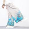 2022 verão novo estilo chinês impresso calças largas pintura chinesa calças casuais plus size solto moderno calças retas atacado