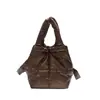 Nova bolsa acolchoada de algodão com enchimento de plumas para mulheres, simples, xadrez, bolsa de mão de algodão espacial, nicho, leve, casual, bolsa de ombro transversal