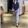 66859 Grande Beleza Yiyuan Primavera 2023 Novo Casaco com Capuz de Cor Sólida Calça Casual Moda Feminina Emagrecedor Tendência