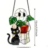 Decoração de pendurar solta-vento acrílico de fantasminha fofo para decoração interna e externa de casa, pátio e jardim
