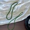 Collar nuevo chino de jaspe color verde calcedonia con cuentas iluminadoras, gargantilla con hebilla yuanbao