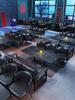 Mesa y silla de bar de bistró de estilo industrial, barra transparente, mesa de comedor musical, asiento de tarjeta, sofá, barbacoa, tienda, cafetería, sofá comercial