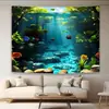 Tela de Fondo de Animales Marinos Modelo Nuevo Transfronterizo, Tela Colgante de Tiburón Mundo Submarino, Tela de Fondo de Decoración de Escena de Patio al Aire Libre