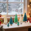 Suprimentos para Decoração de Natal Mini Árvore de Natal de Juta Enfeites de Mesa de Natal Mergulhados na Neve Árvore de Sisal de Natal