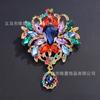 Exquisito broche grande de cristal con diamantes de imitación de aleación retro, ideal para combinar con todo, ideal para el día a día de las mujeres.