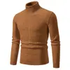 Comercio Exterior Retro Simple Color Sólido Cuello Alto Suéter Básico Ropa Interior Masculina Ropa Exterior Casual Suéter de Punto Ajustado para Hombre