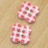 Botão de Resina Estampado de Trevo de Quatro Folhas Xadrez Botão de Quatro Furos Versátil para Roupa Camisa Jaqueta Botão de Acessório DIY Xadrez