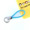 Chaveiro de corda trançada com anel duplo chaveiro de couro PU colorido novo pingente para bolsa feminina chaveiro para pendurar na cintura