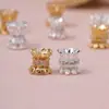 Bandeja de Flor Chapada en Oro de 14K con Circonita Barril de Cintura Pequeña Cuentas Incrustadas con Circonita Cuentas Espaciadoras Accesorios para Joyería Hecha a Mano DIY