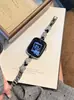 Correa de metal de resina con incrustaciones de diamantes en forma de corazón, compatible con Apple Watch Series 12, 11 y 10