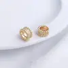 Banhado a Ouro 14K Conserva Cor Microincrustado Zircônia Furo Grande Contas Cilíndricas Contas Espaçadoras Pingente Anel de Corrida Joias Artesanais Roda de Contas Conta da Sorte
