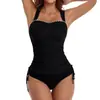 Traje de Baño de Dos Piezas para Mujer, Bikini Transfronterizo, Cubre Vientre, Conservador, Color Sólido, Corte Ajustado, Bikini Sexy Transfronterizo de Amazon para Mujer