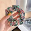 Anillo para el cabello con estampado floral de cuadros franceses, anillo para el cabello de tela a juego retro, cuerda para el cabello con diseño de bosque, accesorios para el cabello de celebridades de Internet de Corea del Sur.