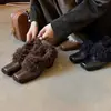 ¡Absolutamente Impresionante! Nuevos Zapatos de Algodón Peludo Cuadrados Retro Franceses para Mujer Otoño e Invierno 2026, de Nicho, que Aumentan la Altura