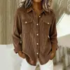 Outono e Inverno Venda Quente Transfronteiriça Manga Longa Novo Estilo Roupas Femininas Camisa Amazon Comércio Exterior Jaqueta de Veludo Cotelê Europeia e Americana Versátil Casual