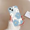 Capa para Celular Iphone15Promax Flor Grande Azul e Branca Apple 14 Transparente 13/12 Furo Fino Anti-Queda 11 Airbag
