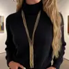 Collares de Cadena de Cuentas de Arroz Multicapa Estilo Étnico Transfronterizo Europeo y Americano, Collar de Accesorios para Ropa con Borla en Forma de Y Tejido Personalizado