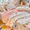 Juego de Tres Piezas de Cubre Cama de Algodón Puro Clase A, Todo Algodón con Terciopelo de Leche, Acolchado y Engrosado con Borde de Encaje, Sábana de Cama, Cubre Cama para Tatami
