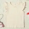 Camiseta Nueva Estilo Transfronterizo 2026 para Niñas de 2 a 6 Años con Lazo y Bordes Fruncidos, Top y Camiseta Básica de Manga Corta de Color Sólido para Niños