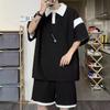 Conjunto de Polo Waffle Estilo Hong Kong 2026 para Hombre, Marca Trendy de Verano, Conjunto de Dos Piezas de Pantalones Cortos de Seda Helada de Manga Corta para Jóvenes