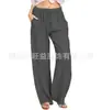 Comercio Exterior Transfronterizo 2026 Estilo Nuevo Varios Colores Sólidos Algodón y Lino para Mujer Sueltos Versátiles para Yoga Cordón Pantalones Casuales