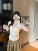 Toma real: Suéter tejido de punto con cuello en V dulce para mujer, nuevo estilo de otoño, suéter de punto calado de canalé vertical 18652