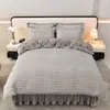 Juego de Cuatro Piezas de Vellón de Leche Engrosado Felpa de Doble Cara Funda Nórdica de Vellón de Coral Sábana de Franela Funda Nórdica Ropa de Cama de Invierno