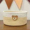 Cesta de Armazenamento de Lanches Fofa Tecida com Corda de Algodão Caixa Criativa para Armazenamento de Controles Remotos de Mesa em Casa Cesta de Armazenamento de Cabeceira