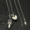 Collar Colgante de Joyería Transfronteriza Plata Tailandesa Vintage Desgastado Tumba Corazón Espada Pequeña Estilo Europeo y Americano Gama Alta Otoño e Invierno