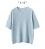 Camiseta Básica de Malha 100% Caxemira Pura Fio Fino com Manga Curta, Gola Redonda, Top de Manga Curta para Mulheres, Novo Estilo Primavera e Outono, Pacote com 48 Peças