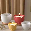Aromaterapia de Amapola Cemento de Yeso Resina Patrón de Hoja Flor Tapa de Almacenamiento Taza para Velas DIY Molde de Silicona