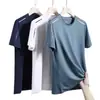 Fabricante Directo Camiseta de Manga Corta de Seda de Hielo para Hombre Verano Transpirable de Secado Rápido Color Sólido Holgada Alta Elasticidad Deportiva Casual para Hombre