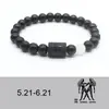 Amazon Deseo Más Vendido Pulsera Elástica de Doce Constelaciones Piedra Ojo de Tigre Ágata Pulsera de Cuentas de Color Mixto Tarjeta