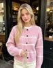 Novo cardigã de malha listrado com blocos de cor, estilo europeu e americano, para outono e inverno, para mulheres, de abotoamento simples, gola redonda, corte solto